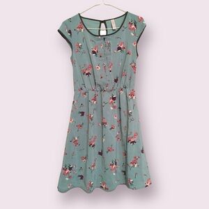 5 for $15 Fit & Flare Blue & Red Floral Dress XS Cap-Sleeve